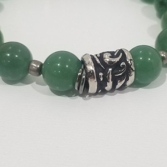 Feel Good™ - 8” Elastic Green Jade Fortunato Bracelet - Picture 6 of 7